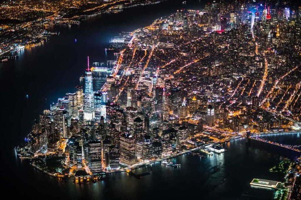 helicoptère de nuit à new york
